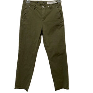 Rag & Bone Women’s Olive Green Cropped Raw Hem Pants size 24. Silver hardware